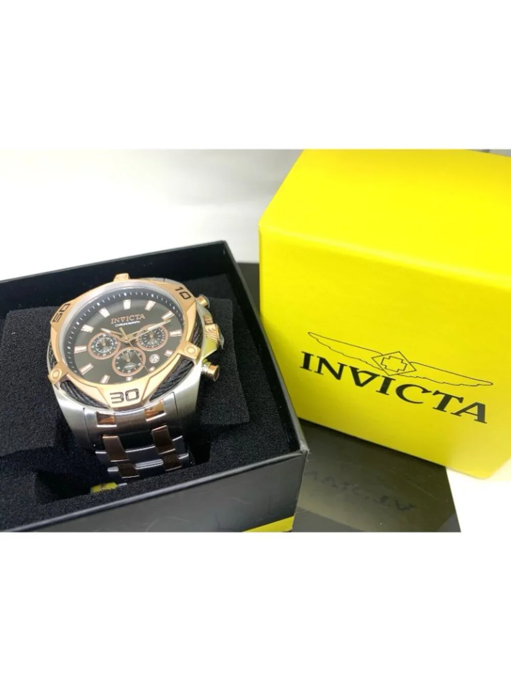 Invicta Men's Watch 34129 Bolt Quartz Chronograph Two Tone Rose Gold Silver 50mm